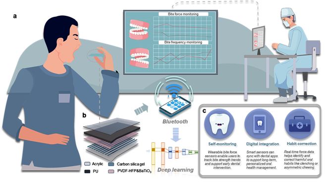 中科院纳米能源所魏迪研究员AFM：用于实时咬合力监测的智能自供能摩擦电传感器(图1)